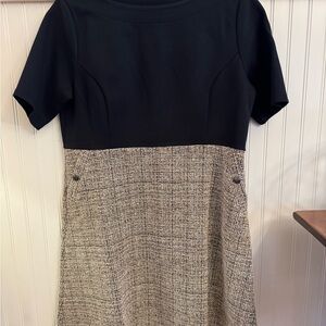 Isaac Mizrahi Black and Tan Tweed Style Dress